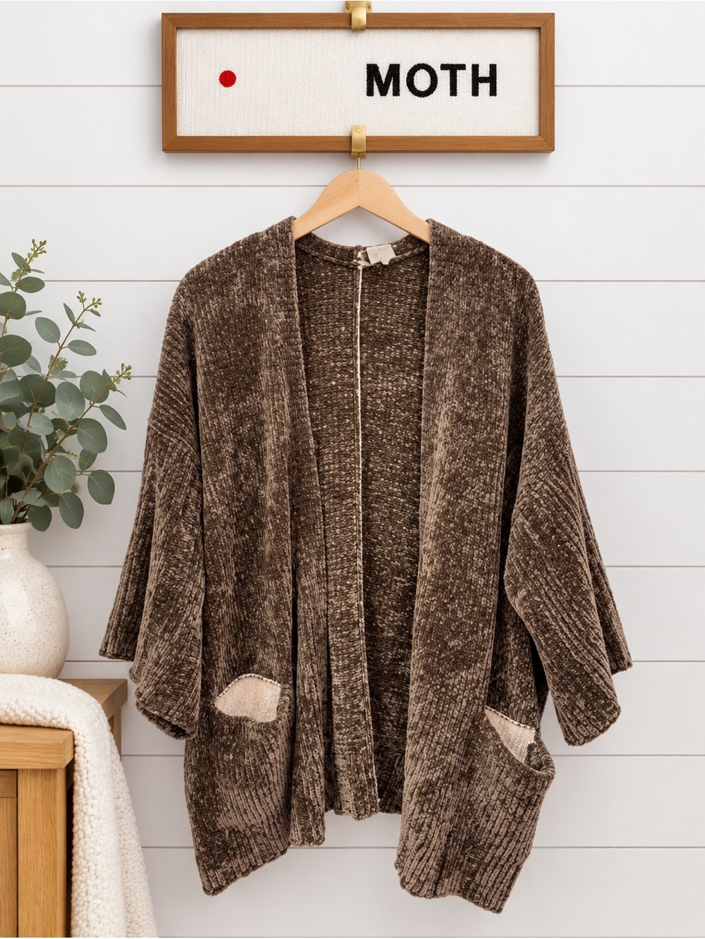 MOTH ANTHROPOLOGIE | Oversized Chenille Open Cardigan | Size L